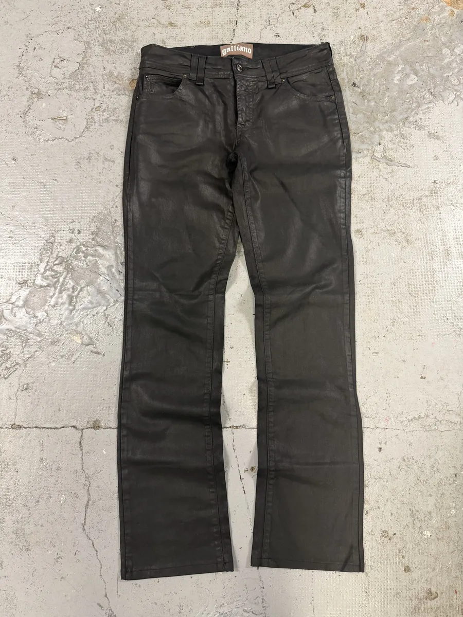 AW2011 John Galliano Black Waxed Effect Dark Denim Jeans