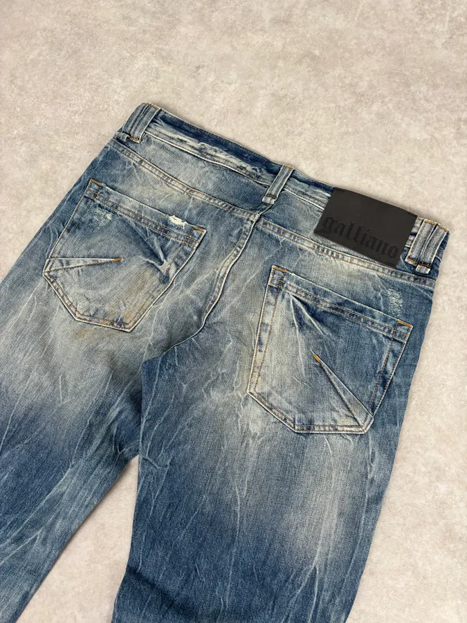 AW2011 John Galliano Blue Denim Distressed Jeans - Image 7