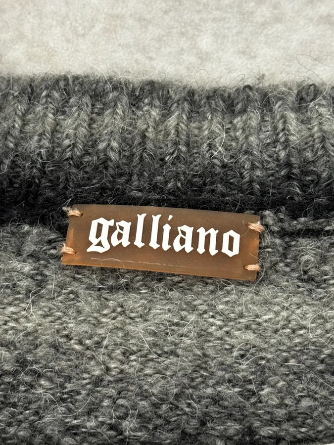 AW2011 John Galliano Grey Newspapers Gazette Striped Sweater - Image 10