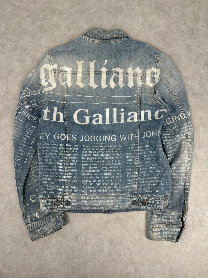 AW2011 John Galliano Light Blue Denim Gazette Magazine Denim Jacket - Image 5