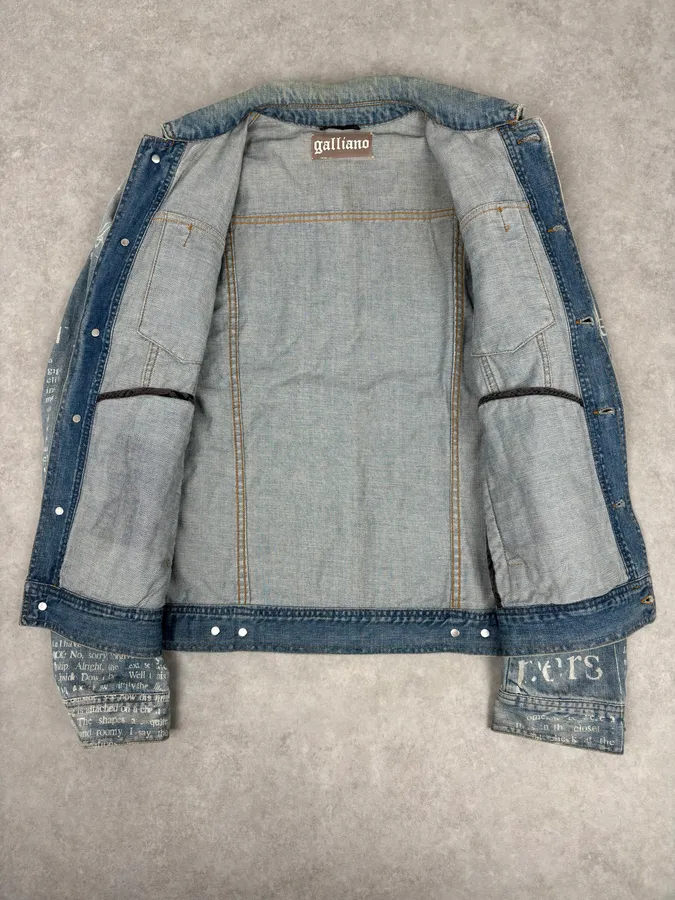 AW2011 John Galliano Light Blue Denim Gazette Magazine Denim Jacket - Image 7