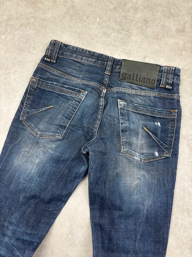 AW2011 John Galliano Navy Denim Distressed Slim Jeans - Image 7