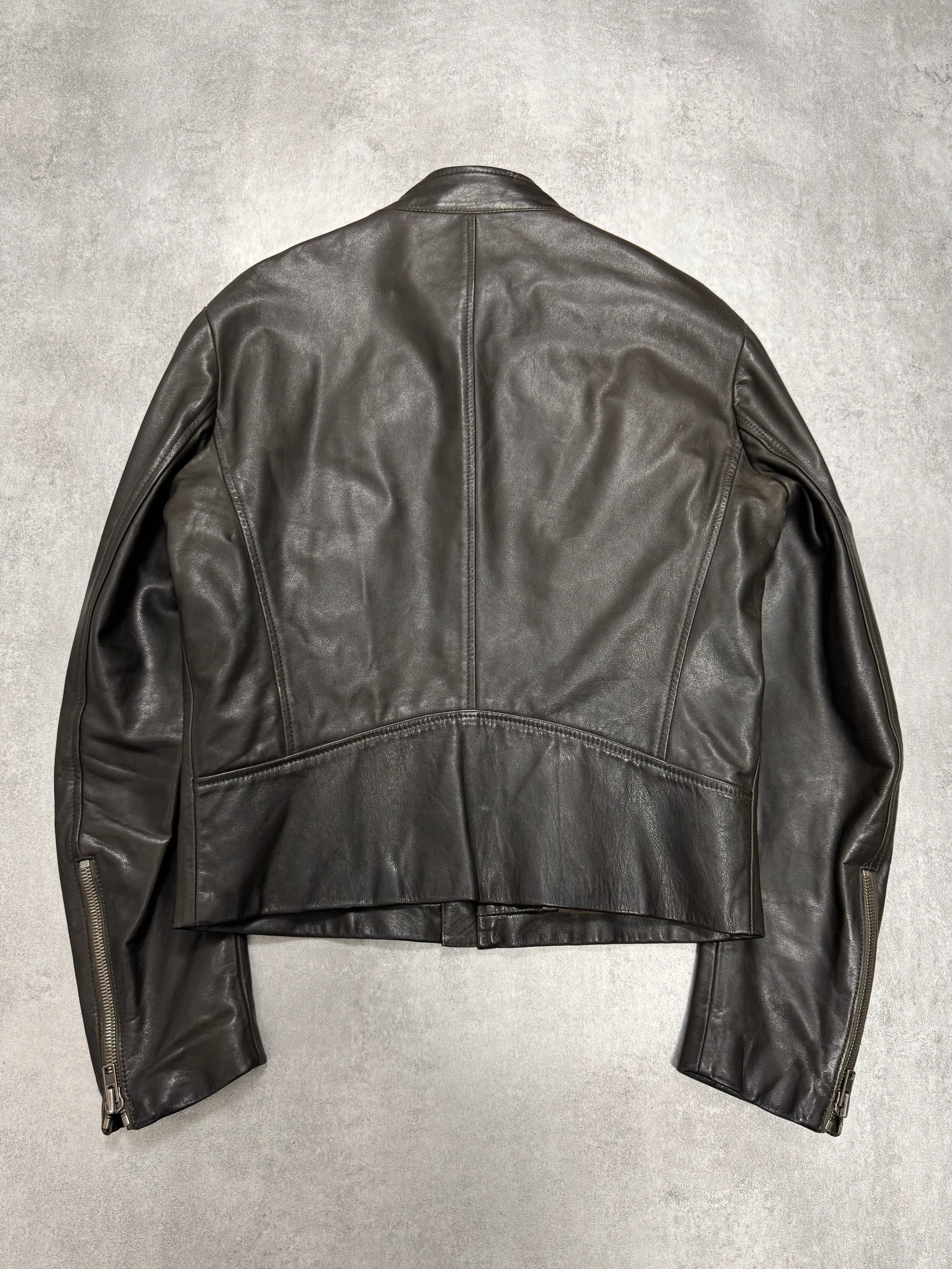 AW2011 Maison Margiela Dark Brown 5-Zip Biker Leather Jacket (S) - Image 3