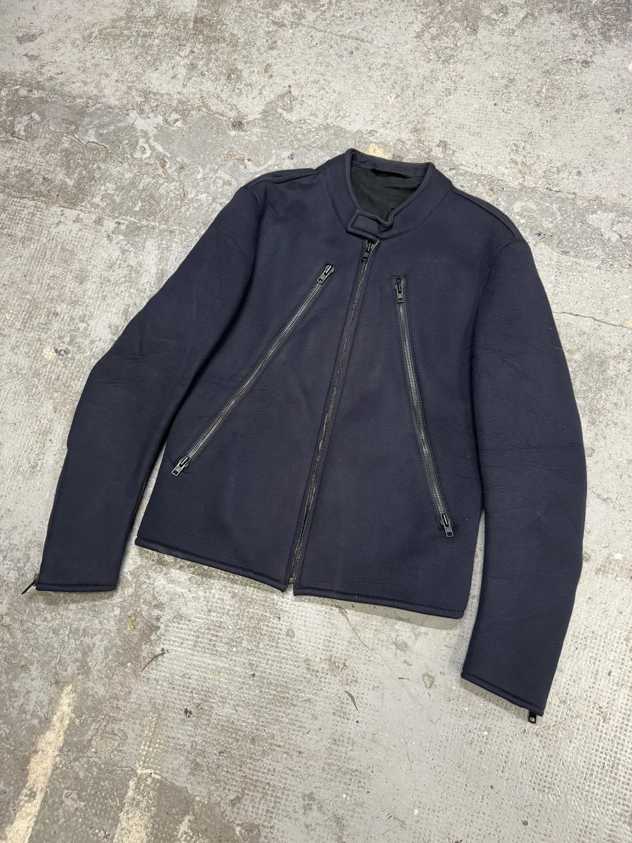 AW2011 Maison Margiela Navy Neoprene 5 Zips Jacket - Image 9