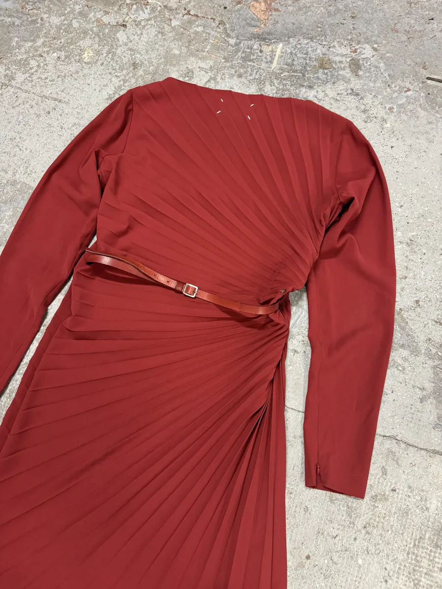 AW2011 Maison Margiela Red Plissed Signature Dress - Image 4