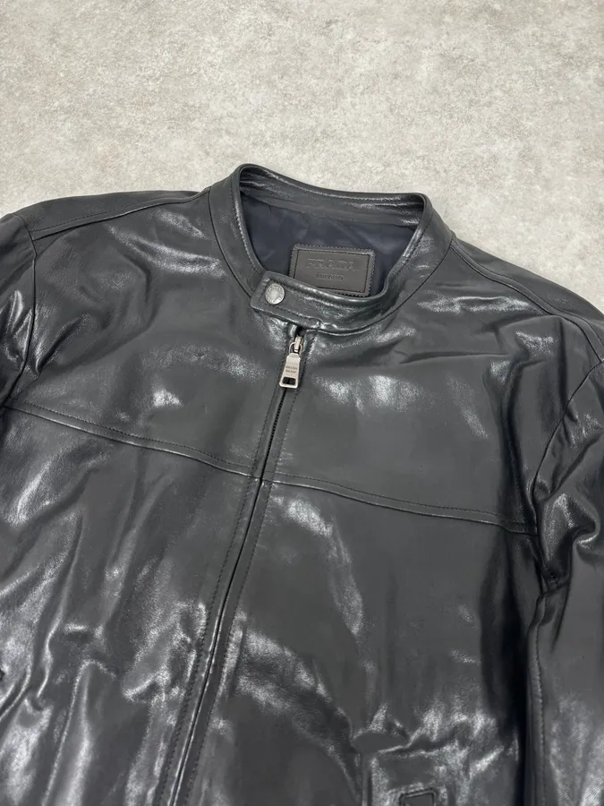 AW2011 Prada Black Biker Leather Jacket - Image 5
