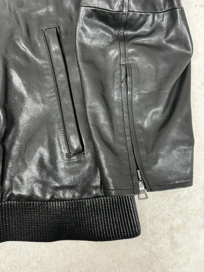 AW2011 Prada Black Biker Leather Jacket - Image 8