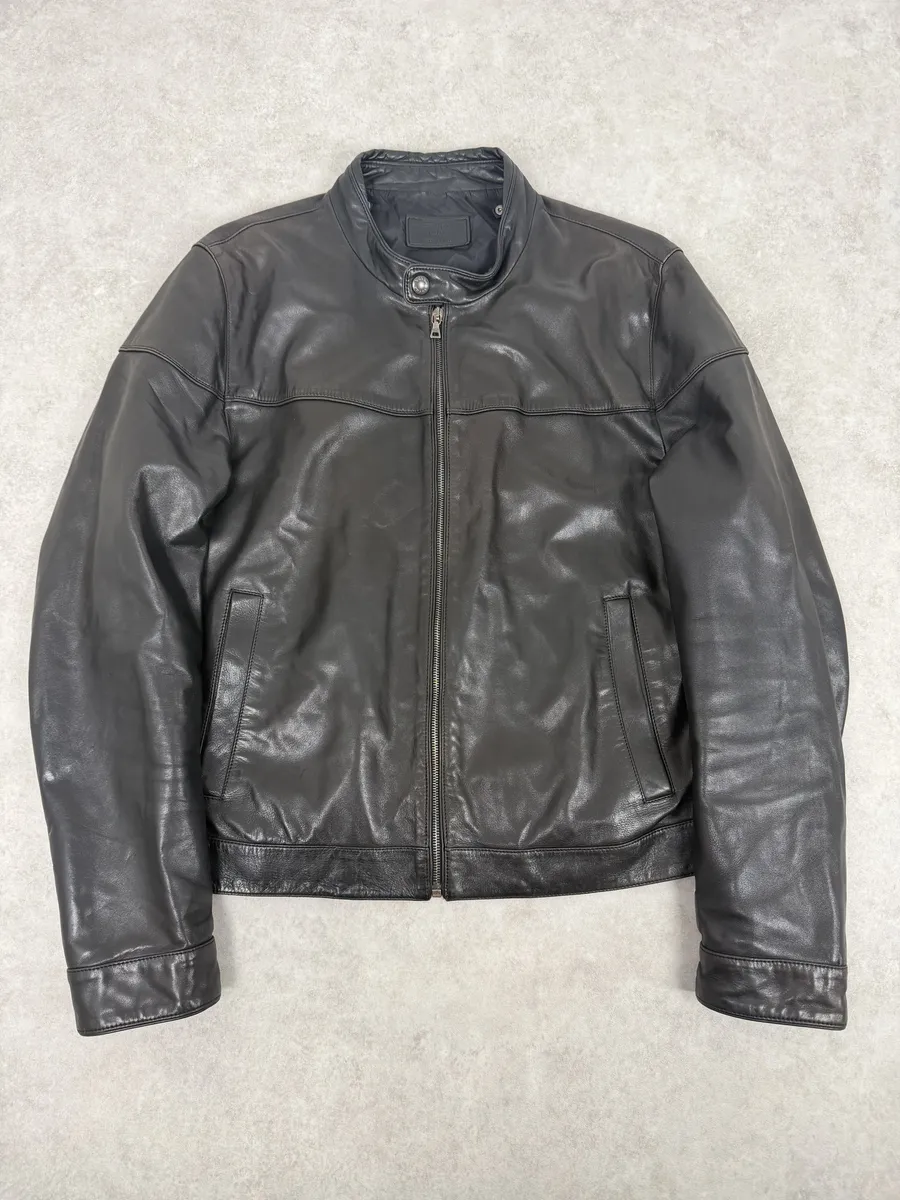 AW2011 Prada Black Premium Leather Biker Jacket