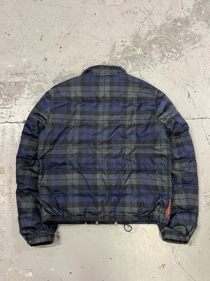 AW2011 Prada Linea Rossa Checkered Navy & Green Puffer Jacket - Image 6