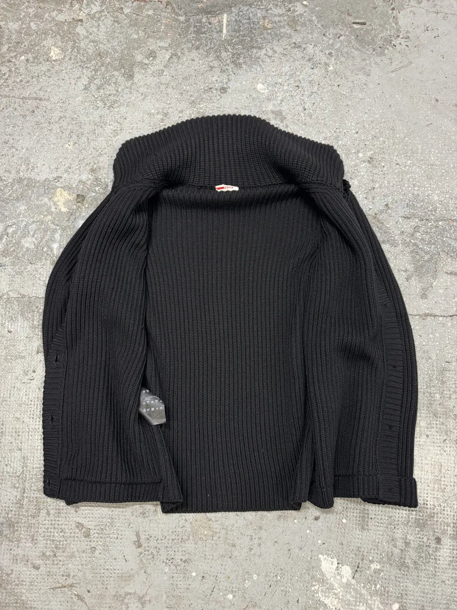 AW2011 Prada Wool Hybrid Black Buttoned Cardigan - Image 8