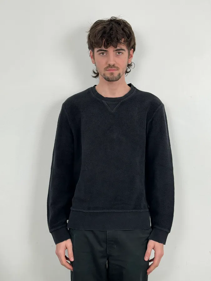 AW2012 Acne Studios Black Terry Crewneck Sweater - Image 2