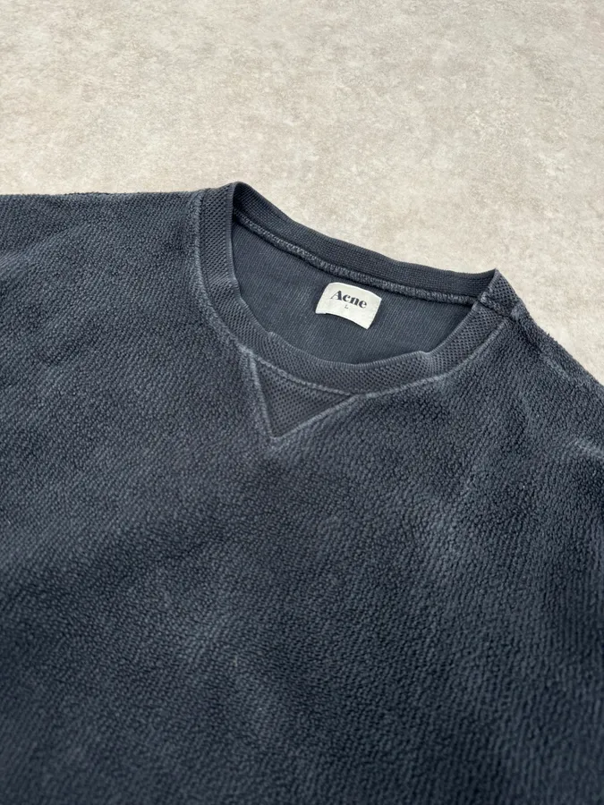 AW2012 Acne Studios Black Terry Crewneck Sweater - Image 5