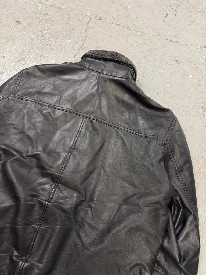 AW2012 Armani Asymmetrical Black Leather Jacket - Image 6