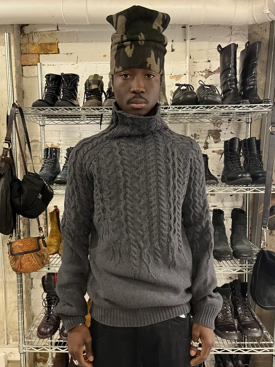 AW2012 Cavalli Ropes Grey Wool Turtleneck
