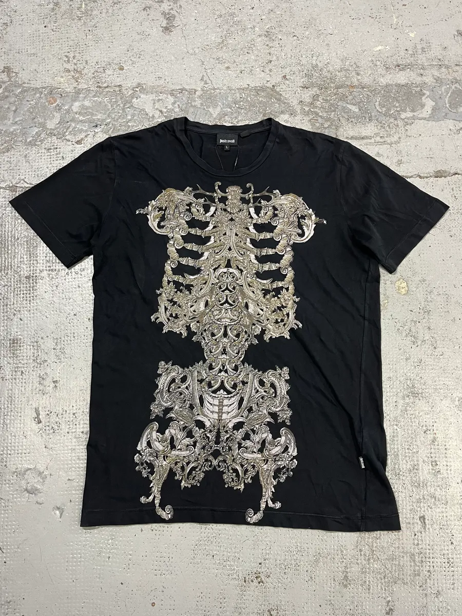AW2012 Cavalli Skeleton Ornament Black T-Shirt - Image 3