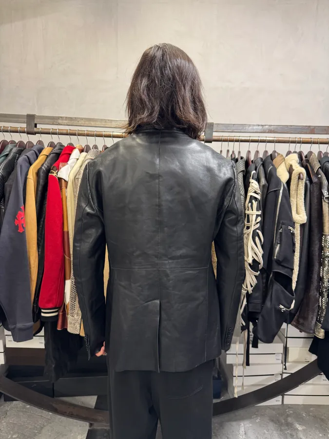 AW2012 Emporio Armani Avant-Garde Black Leather Suit Jacket - Image 4