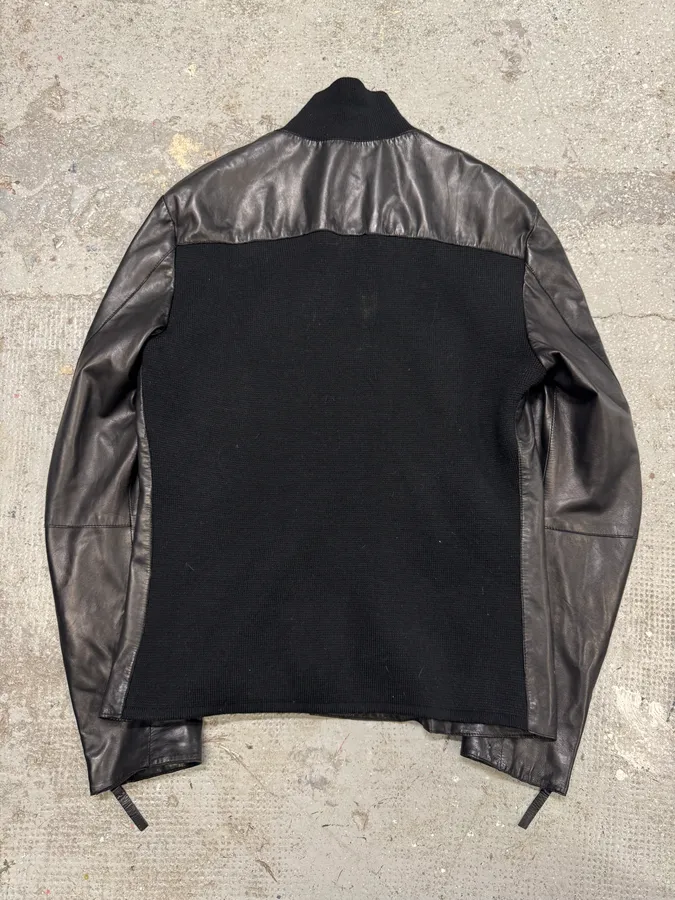AW2012 Emporio Armani Black Fit Leather Jacket - Image 7