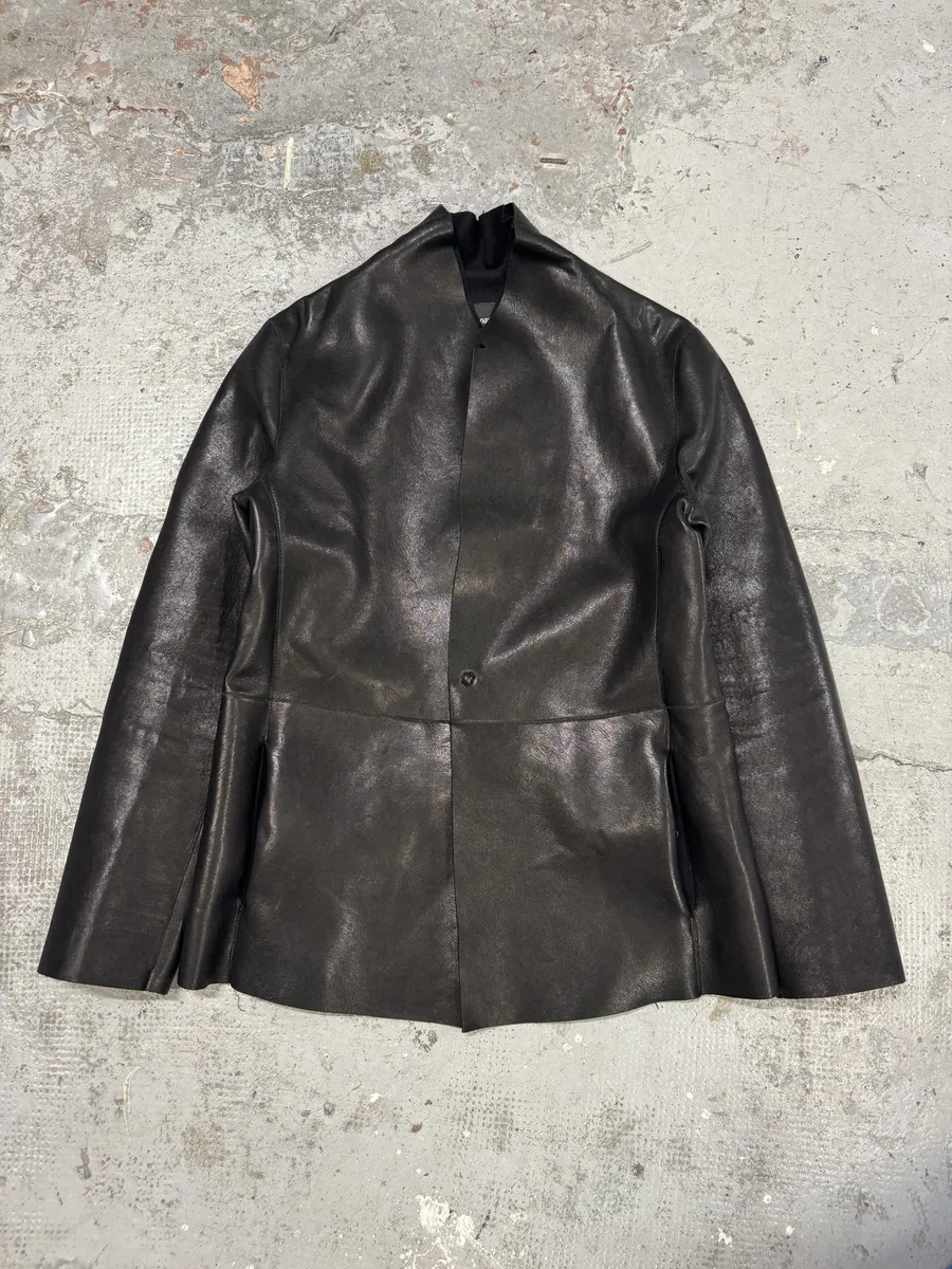 AW2012 Emporio Armani Black Leather Premium Blazer Jacket - Image 2
