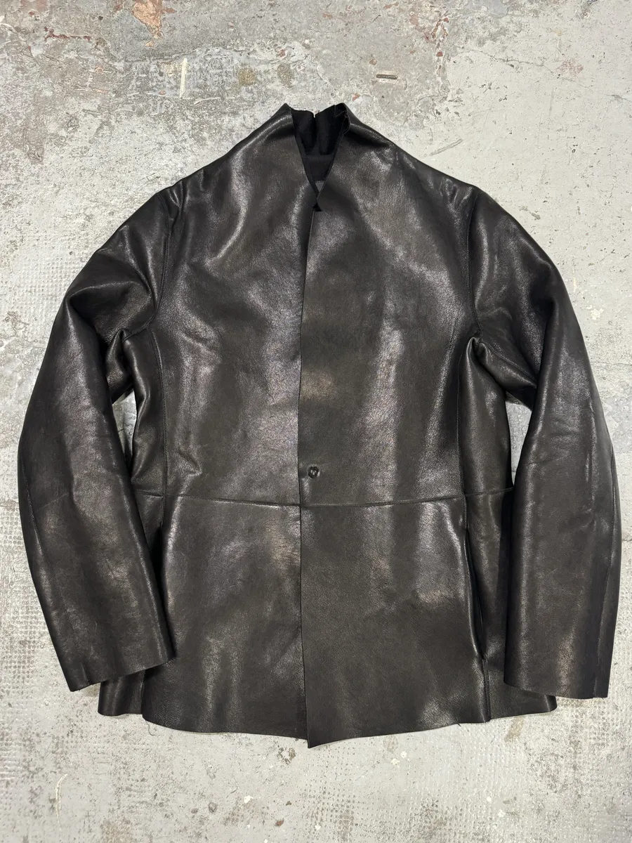 AW2012 Emporio Armani Black Leather Premium Blazer Jacket - Image 4