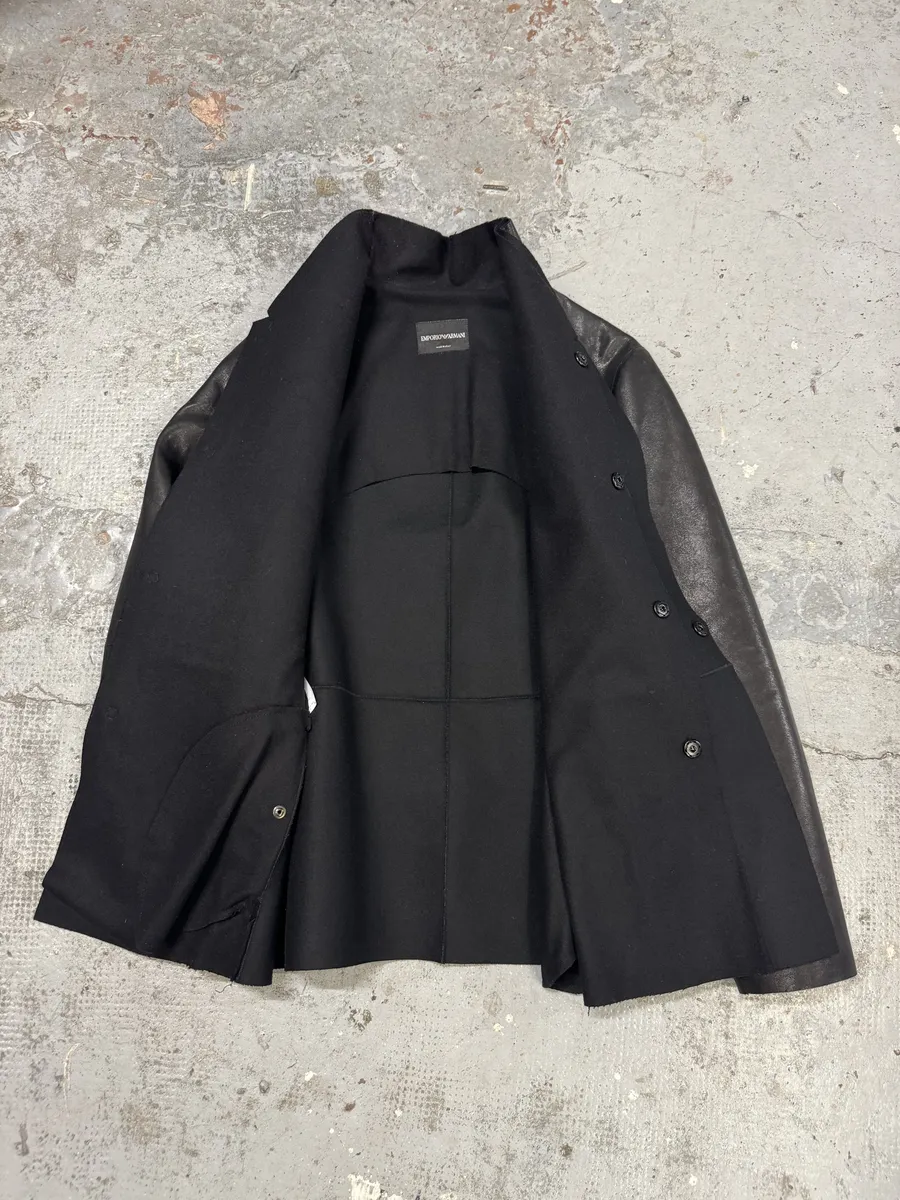 AW2012 Emporio Armani Black Leather Premium Blazer Jacket - Image 7