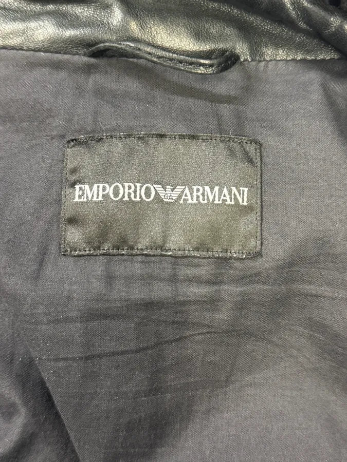 AW2012 Emporio Armani Black Simple Leather Jacket - Image 6