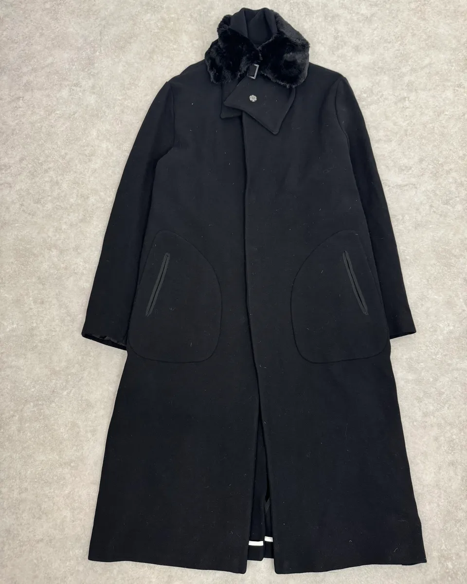 AW2012 Emporio Armani Fur Collar Black Long Coat - Image 4
