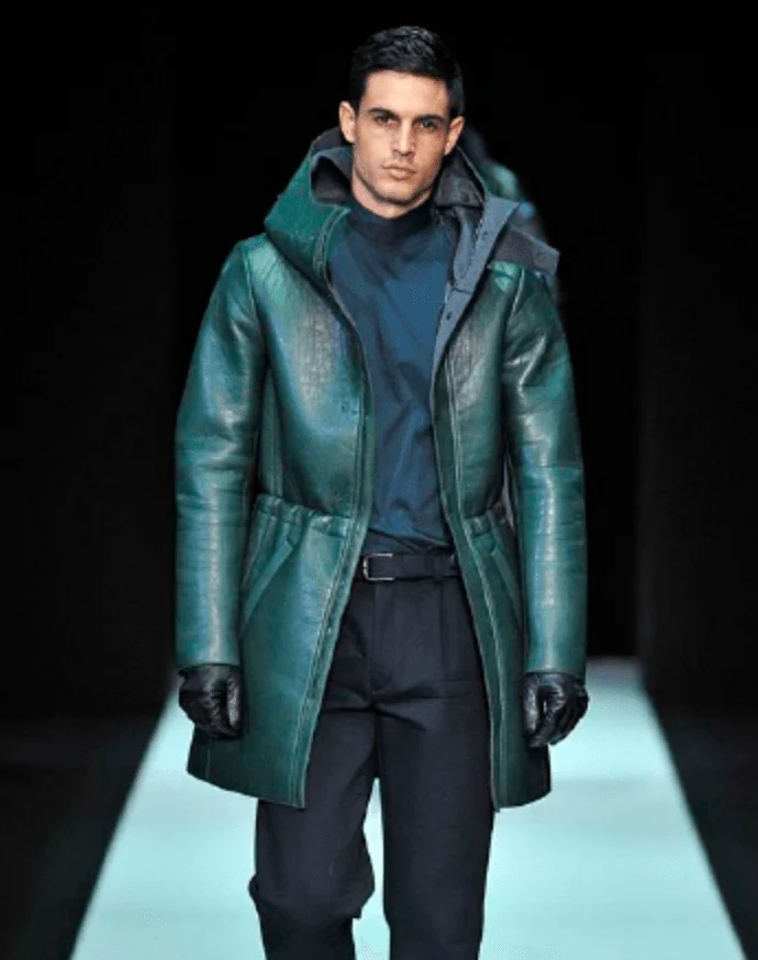 AW2012 Emporio Armani Tactical Black Leather Hooded Jacket - Image 3