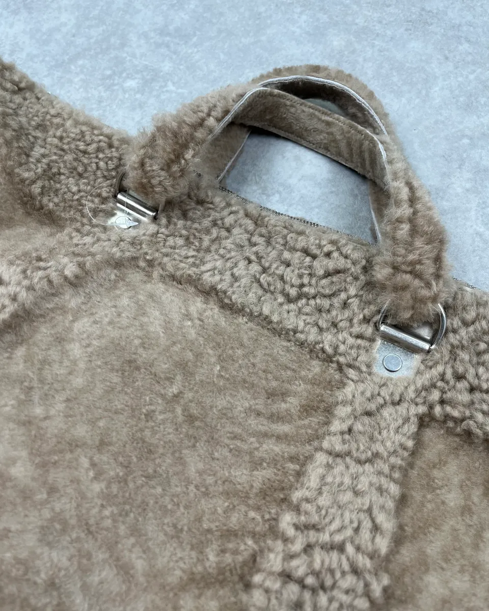 AW2012 Maison Margiela Beige Shearling Fur Crossbody Bag - Image 6