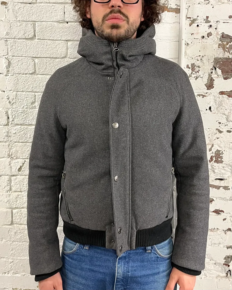 AW2012 Pierre Balmain Wool Zip Grey Bomber Jacket