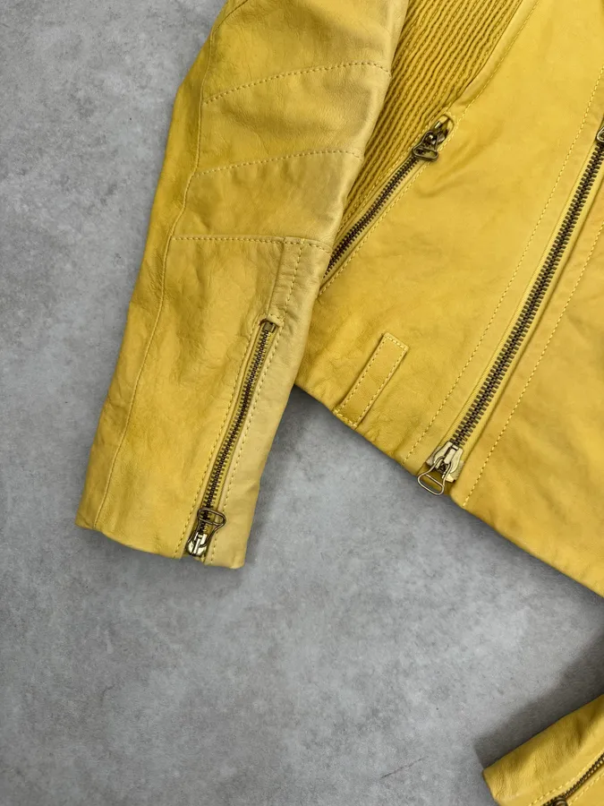 AW2012 Pierre Balmain Yellow Perfecto Leather Biker Jacket - Image 6