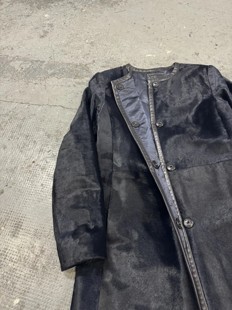 AW2012 Prada Long Black Pony Hair Leather Jacket - Image 10