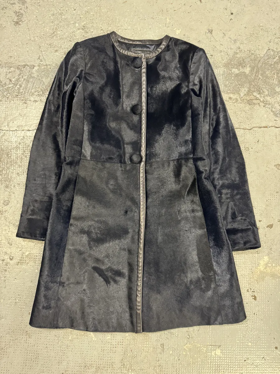AW2012 Prada Long Black Pony Hair Leather Jacket - Image 4