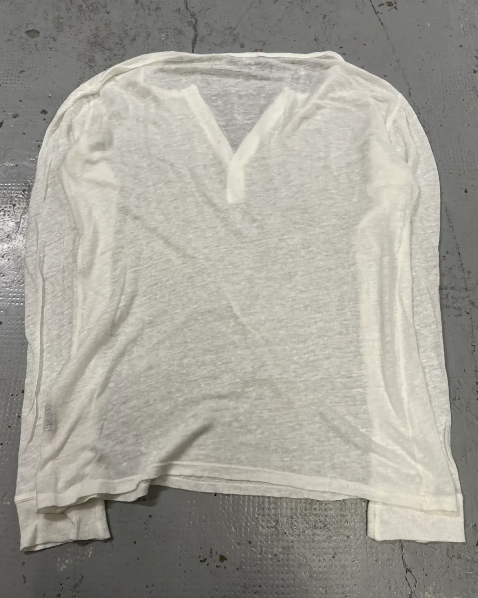 AW2013 Balmain White Transparent Henley Lonsgleeve - Image 7
