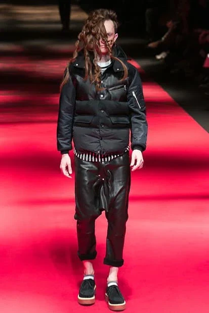 AW2013 Comme des Garçons Ganryu Black Leather Hooded Puffer Nylon Jacket - Image 2