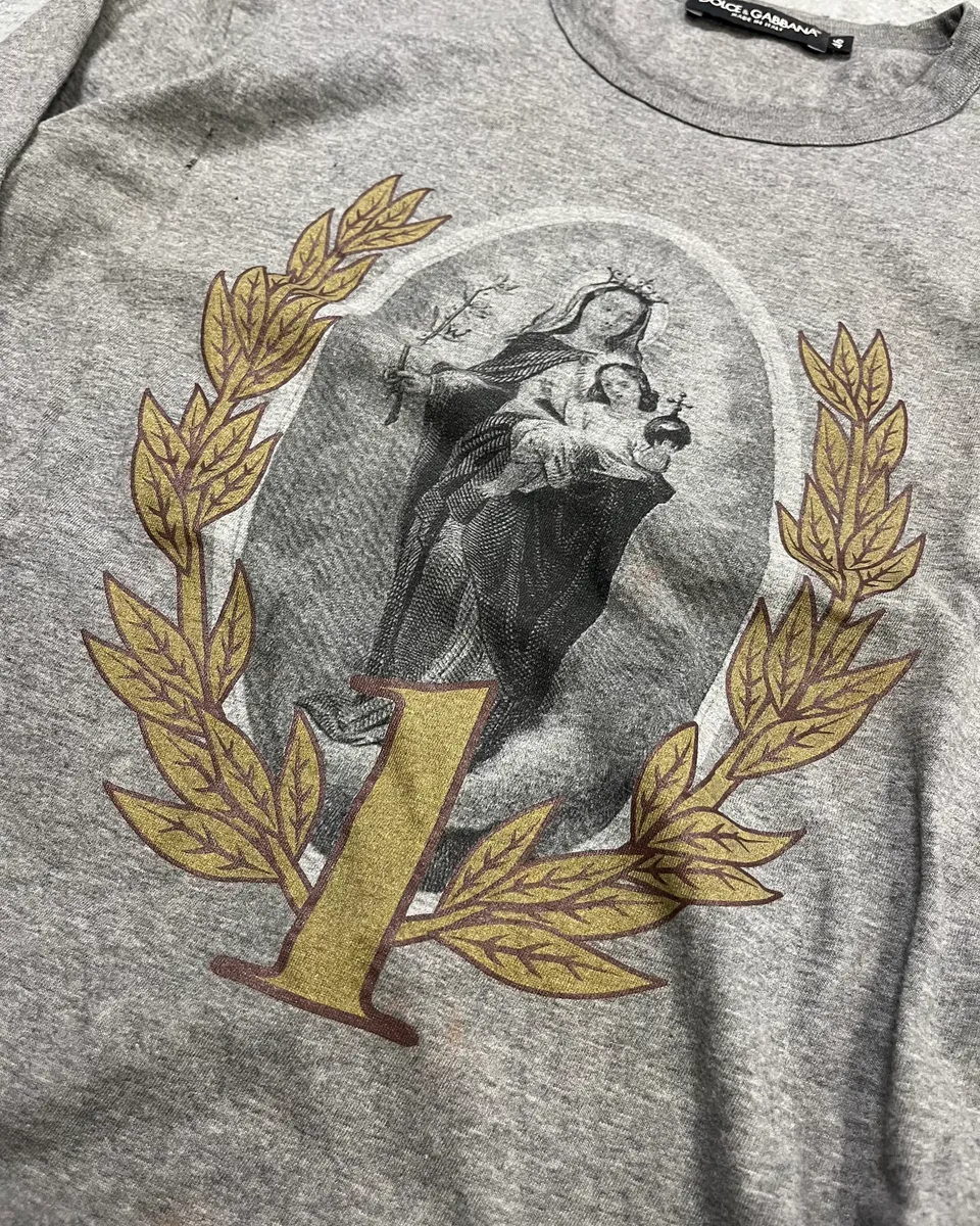 AW2013 Dolce & Gabbana Grey Madonna Religious Iconography Longsleeve T-Shirt - Image 6