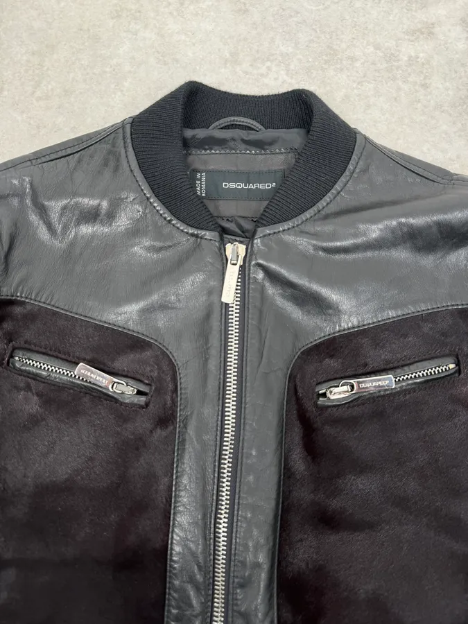 AW2013 Dsquared2 Hybrid Fur Black & Brown Leather Jacket - Image 5