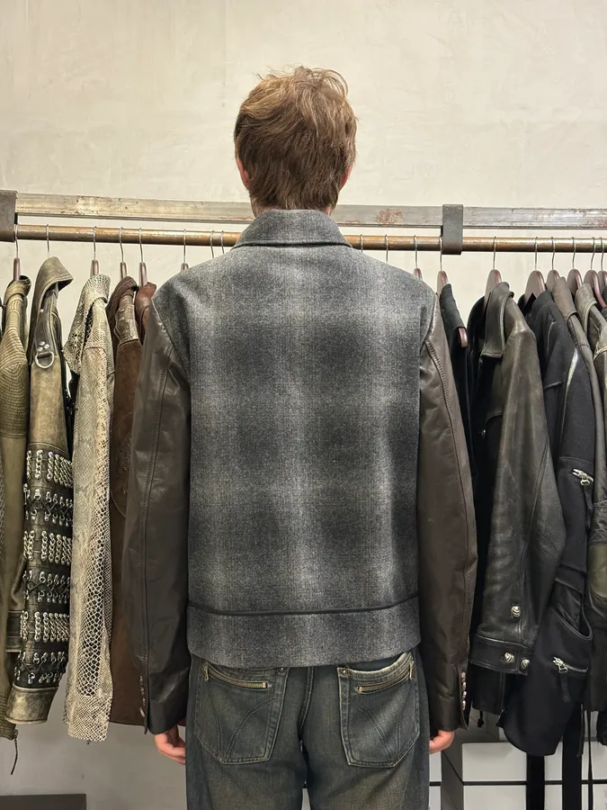 AW2013 Dsquared2 Hybrid Wool Leather Jacket - Image 3