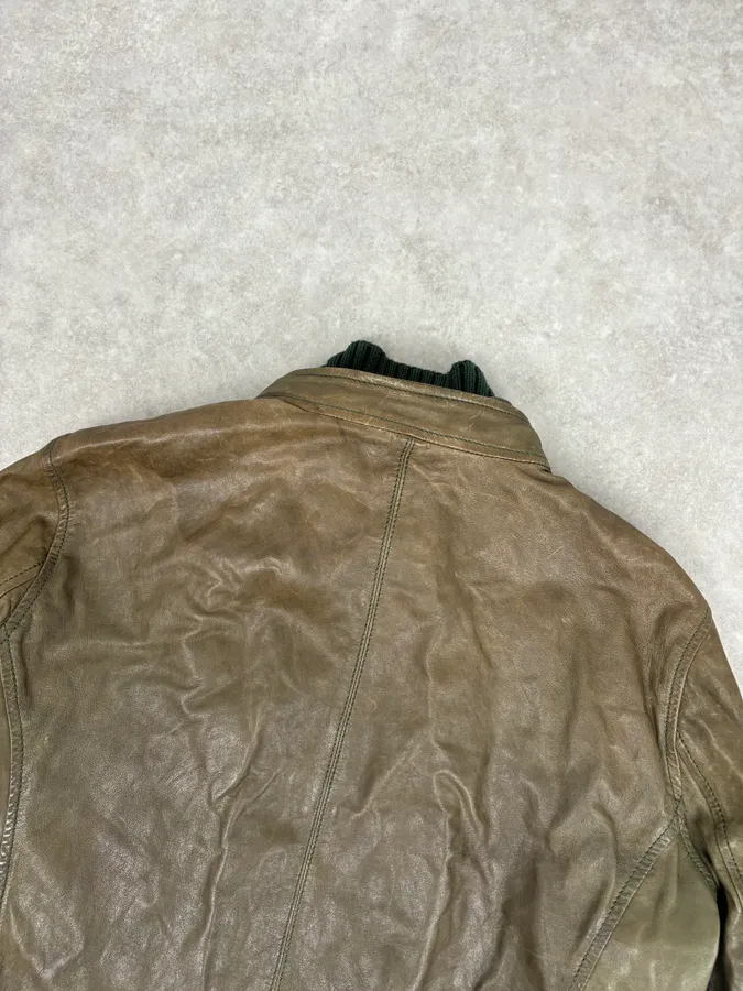 AW2013 Dsquared2 Khaki Biker Layered Double Zip Leather Jacket - Image 8