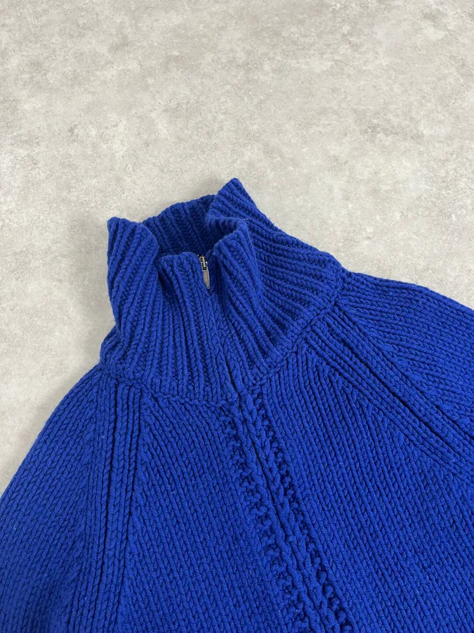 AW2013 Emporio Armani Blue Royal Wool Zip-up Sweater - Image 5