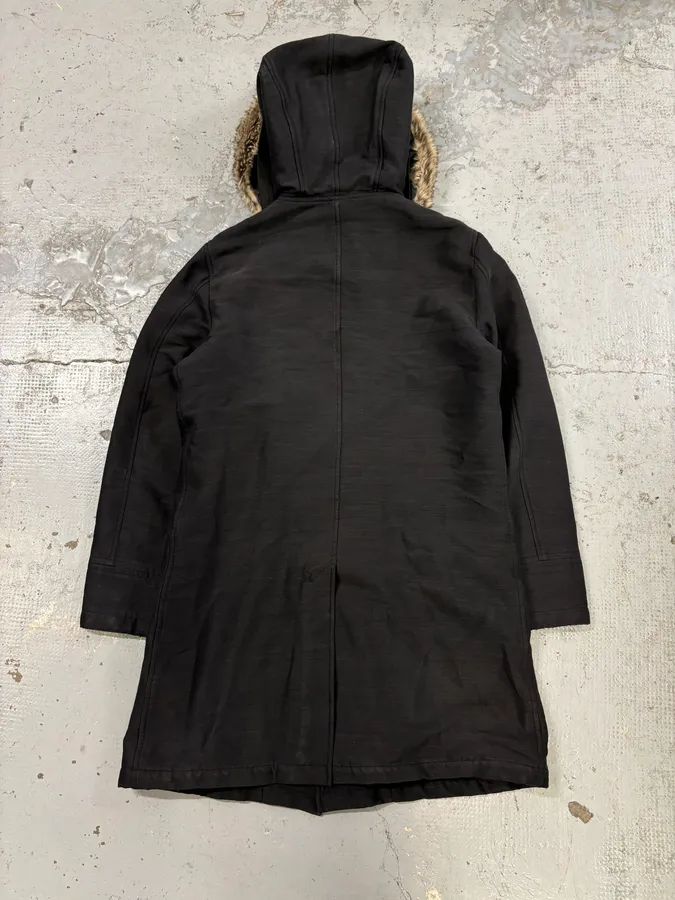 AW2013 Emporio Armani Hooded Long Black Jacket - Image 6
