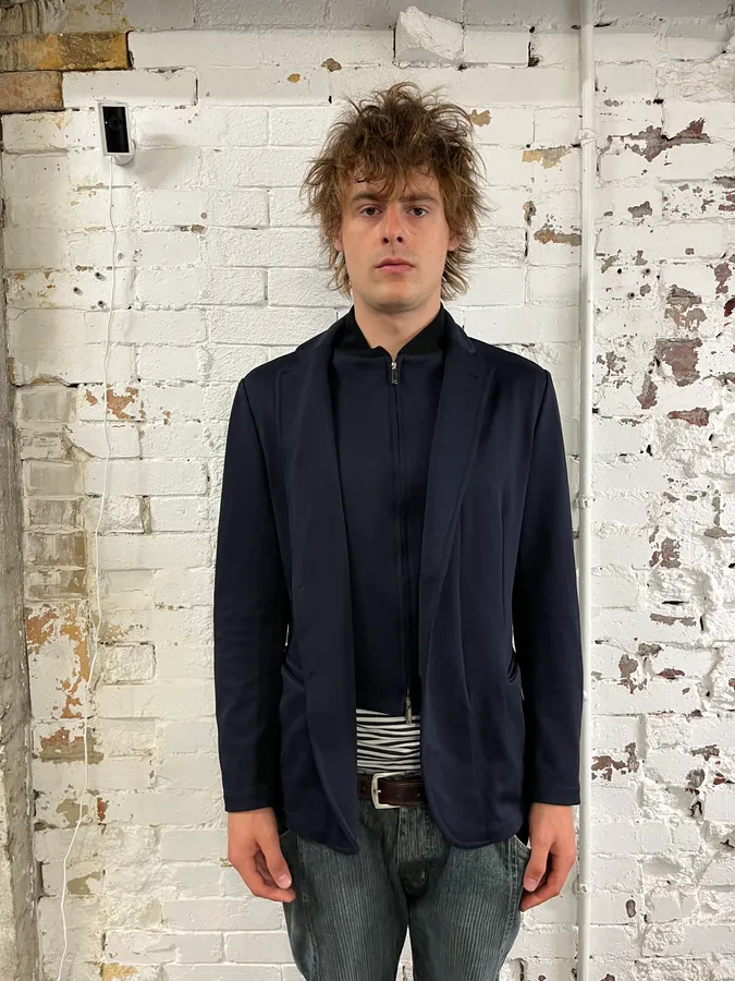 AW2013 Emporio Armani Navy Wool Layered Blazer Jacket - Image 2
