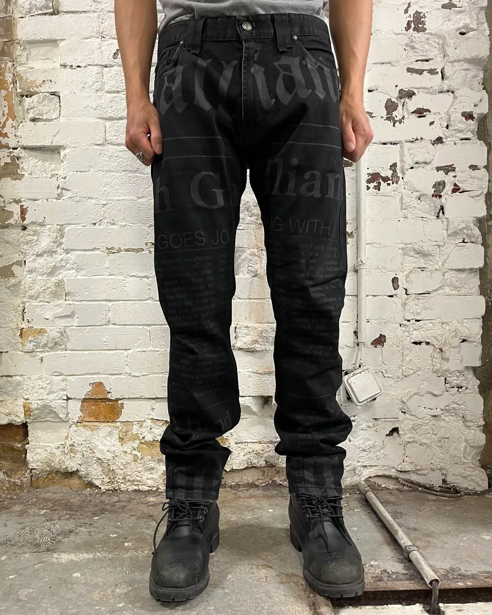 AW2013 Galliano Newspaper Black Slim Jeans - Image 2