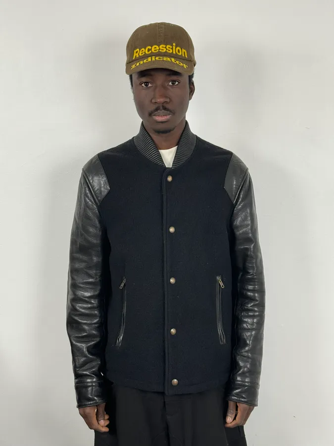 AW2013 Givenchy Black Leather Sleeves Bomber Teddy Jacket by Riccardo Tisci - Image 2