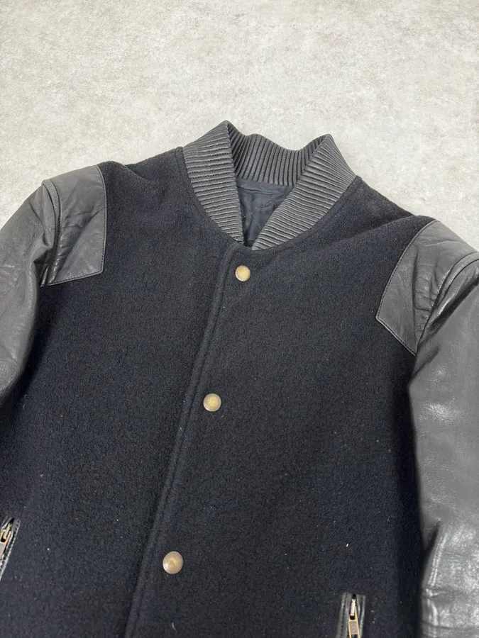 AW2013 Givenchy Black Leather Sleeves Bomber Teddy Jacket by Riccardo Tisci - Image 5