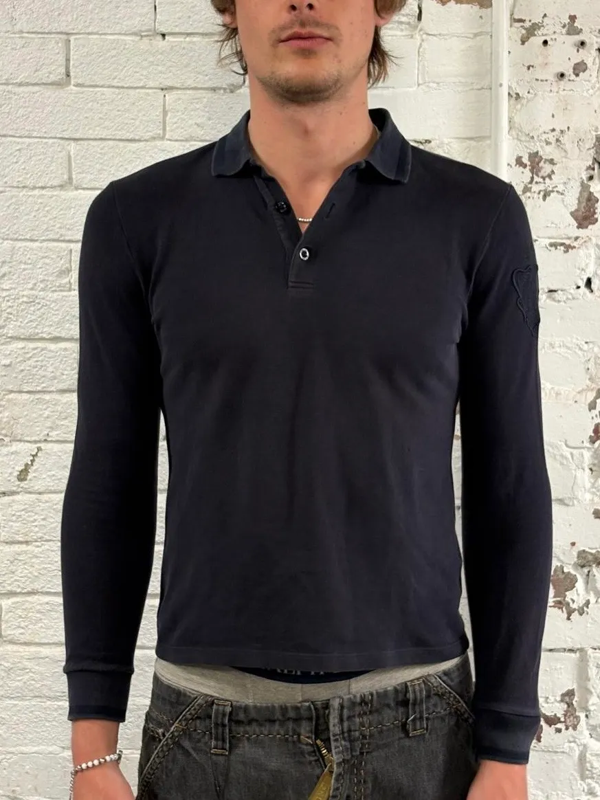 AW2013 Gucci Knight Embroidered Navy Longsleeve Polo - Image 2