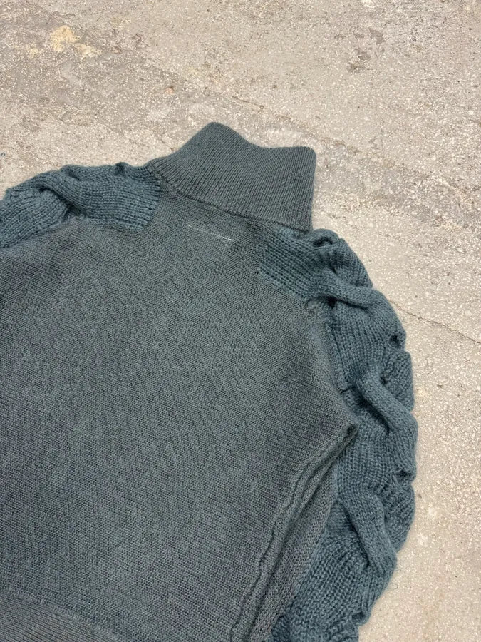 AW2013 Margiela MM6 Wool Blue Green Woven Zip-Up - Image 5