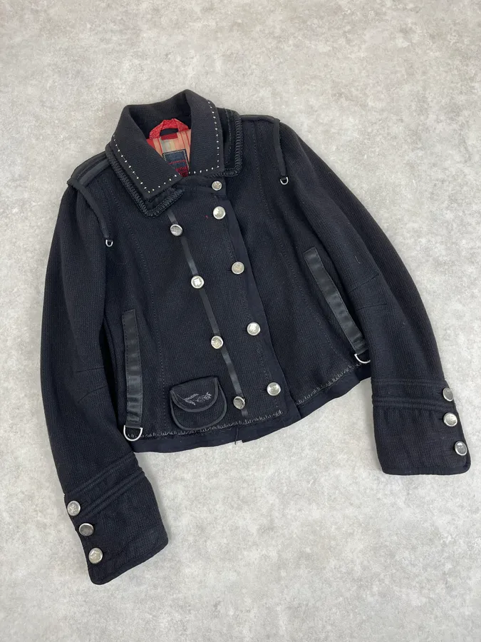 AW2013 Marithé + François Girbaud Black Wool Officer Jacket - Image 4