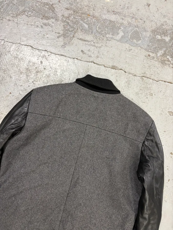AW2013 Pierre Balmain Grey Wool & Leather Teddy Bomber Jacket - Image 5