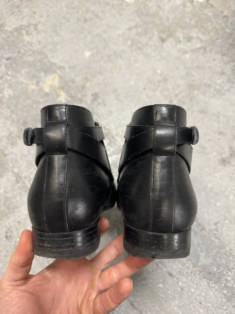 AW2013 Saint Laurent Black Mid Leather Biker Boots - Image 2