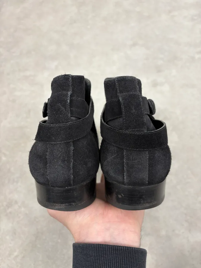 AW2013 Saint Laurent Black Mid Suede Leather Boots - Image 7